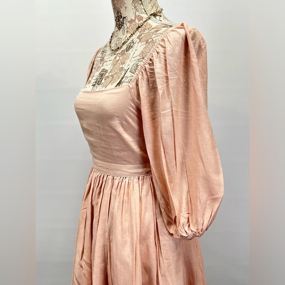 MABLE Soft pink LONDYN balloon sleeve‎ open back skater mini dress size S - Picture 6 of 16